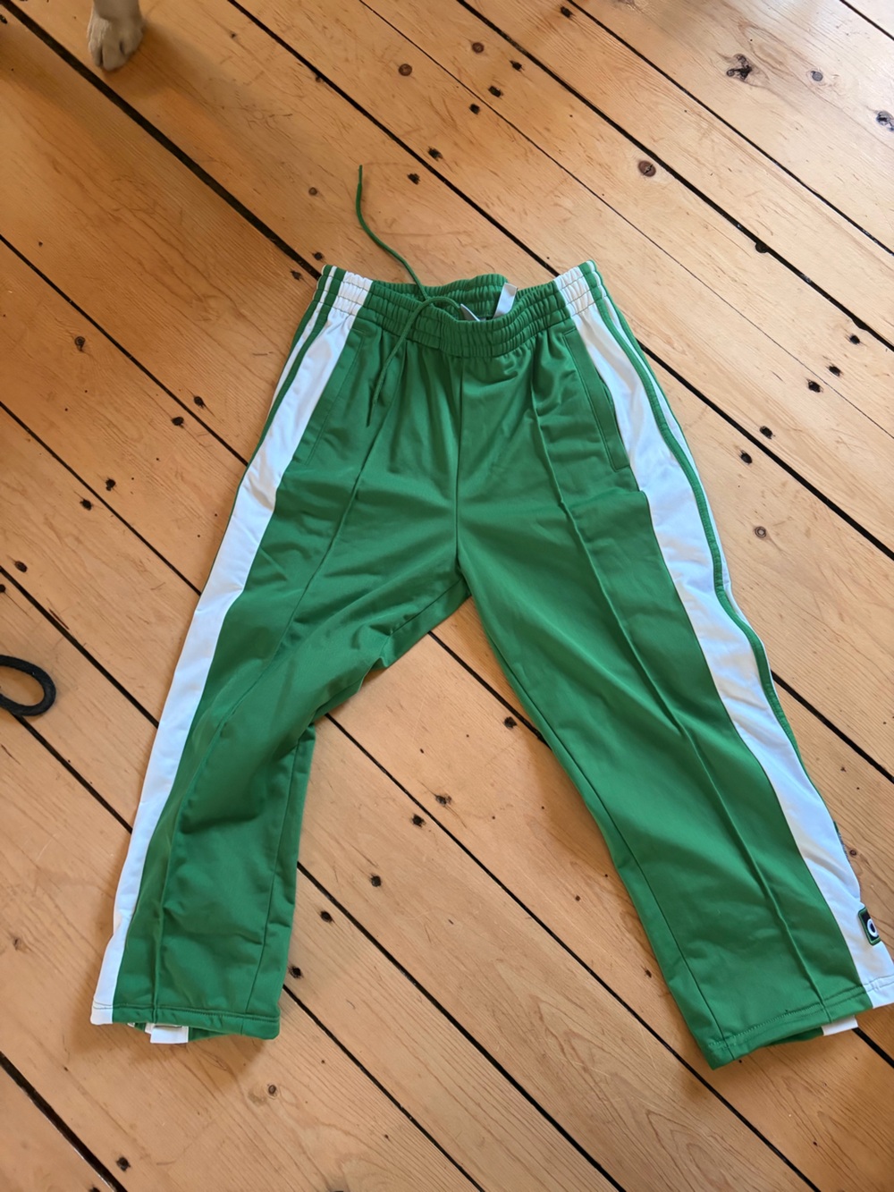 adidas Green Joggers with White Side Stripes